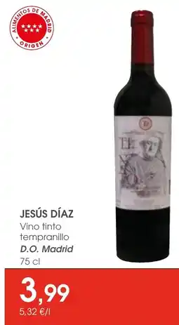 Supermercados Plaza JESÚS DÍAZ Vino tinto tempranillo D.O. Madrid oferta