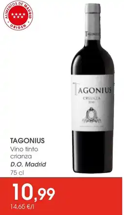 Supermercados Plaza TAGONIUS Vino tinto crianza D.O. Madrid oferta