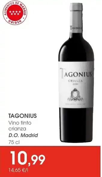 Supermercados Plaza TAGONIUS Vino tinto crianza D.O. Madrid oferta