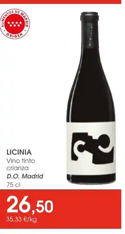 Supermercados Plaza LICINIA Vino tinto crianza D.O. Madrid oferta