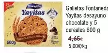 FROIZ Fontaneda - galletas yayitas desayuno chocolate y 5 cereales oferta