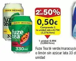 FROIZ Fuze tea - tea te verde/maracuya o limon sin azucar lata oferta
