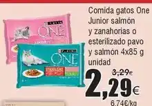 FROIZ One - comida gatos junior salmon y zanahorias o esterilizado pavo y salmon oferta