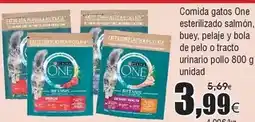 FROIZ One - comida gatos esterilizado salmón, buey, pelaje y bola de pelo o tracto urinario pollo oferta
