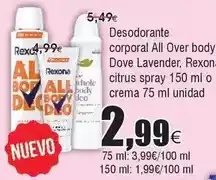 FROIZ Rexona - desodorante corporal all over body oferta