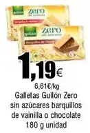 FROIZ Gullón - galletas zero sin azucares barquillos de vainilla o chocolate oferta