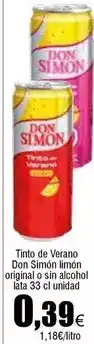 FROIZ Don simón - tinto de verano limon original o sin alcohol oferta