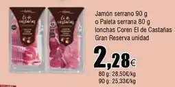 FROIZ Serrano - jamón o paleta serrana lonchas coren el de castañas gran reserva unidad oferta