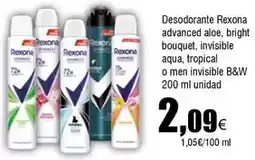 FROIZ Rexona - desodorante advanced aloe, bright bouquet, invisible aqua, tropical o men invisible oferta