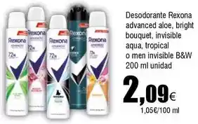 FROIZ Rexona - desodorante advanced aloe, bright bouquet, invisible aqua, tropical o men invisible oferta