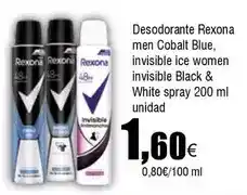 FROIZ Rexona - desodorante men cobalt blue, invisible ice women invisible black & white spray oferta