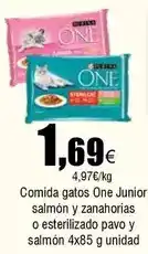FROIZ Purina - comida gatos one junior salmon y zanahorias o esterilizado pavo y salmon oferta