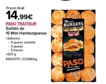 Costco Paso - surtido de 15 mini hamburguesas oferta