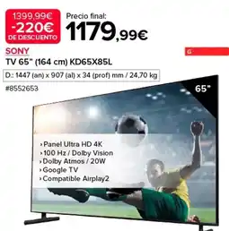 Costco Sony - tv 65 (64cm) kd65x85l oferta