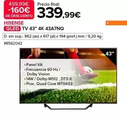 Costco Hisense - qled tv 43 4k 43a7nq oferta