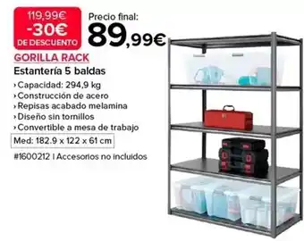 Costco Gorilla rack estantería 5 baldas oferta
