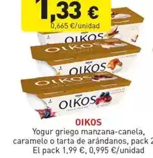 Hiperber Oikos - yogur griego manzana-canela caramelo o tarta de arandanos oferta