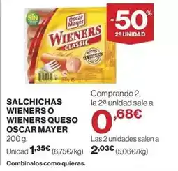 Supercor Oscar mayer - salchichas wieners o wieners queso oferta