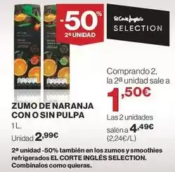 Supercor El corte inglés - zumo de naranja con o sin pulpa oferta