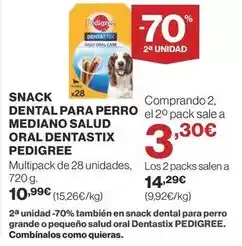Supercor Pedigree - snack dental para perro mediano salud oral dentastix oferta