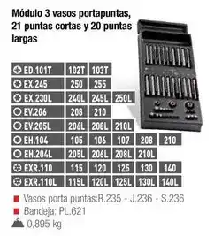 Ferri Modulo 3 vasos portapuntas, 21 puntas cortas y 20 puntas largas oferta