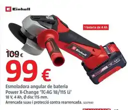 Bauhaus Einhell - amoladora angular de batería power x-change 'tc-ag 18/115 li' oferta