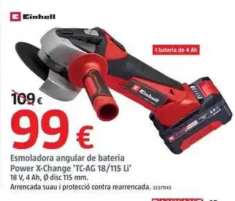 Bauhaus Einhell - amoladora angular de batería power x-change 'tc-ag 18/115 li' oferta