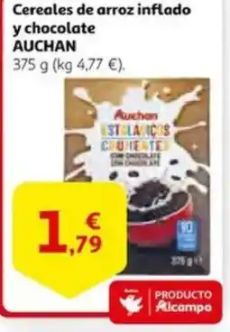 Alcampo supermercado AUCHAN Cereales de arroz inflado y chocolate oferta