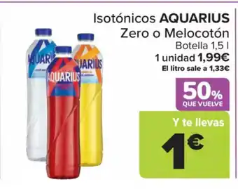 Carrefour AQUARIUS Isotónico Zero o Melocotón oferta