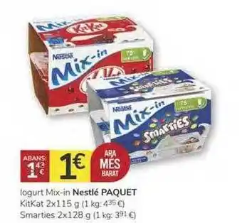 Supermercados Charter Nestlé Logurt Mix-in Paquet Kitkat 2x115g y Smarties 2x128g oferta
