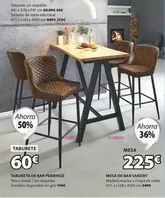 JYSK Taburete De Bar Pebringe / Mesa De Bar Sandby oferta