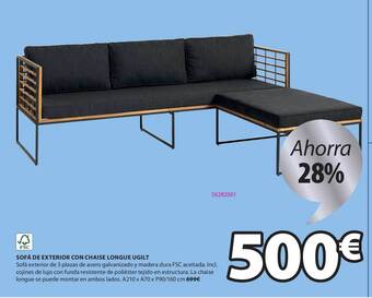 JYSK Sofá De Exterior Con Chaise Longue Ugilt oferta