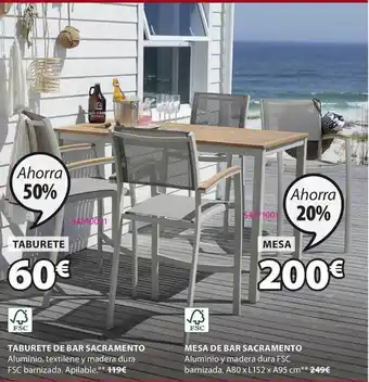 JYSK Taburete De Bar Sacramento / Mesa De Bar Sacramento oferta
