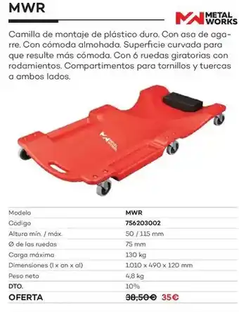 Ferri Mwr - camilla de montaje de plastico duro oferta