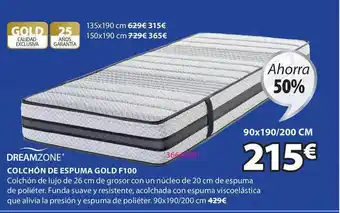JYSK Dreamzone Colchón De Espuma Gold F100 oferta