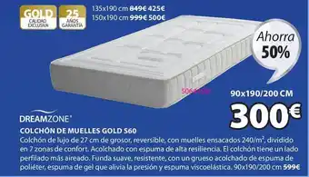 JYSK Dreamzone Colchóon De Muelles Gold S60 oferta