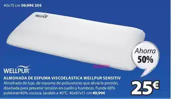 JYSK Wellpur Almohada De Espuma Viscoelástica Wellpur Sensitiv oferta
