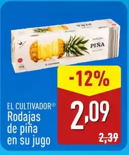 ALDI EL CULTIVADOR Rodajas de piña en su jugo oferta