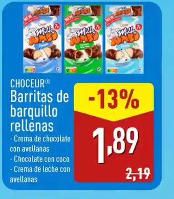 ALDI CHOCEUR Barritas de -13% barquillo rellenas oferta