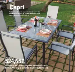 Cadena88 Conjunto mesa rectangular aluminio/cristal oferta