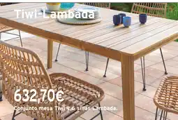 Cadena88 Conjunto mesa Tiwi y 6 sillas Lambada. oferta