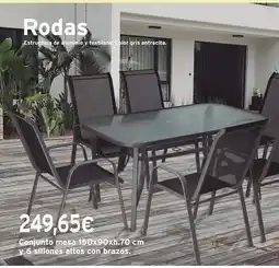 Cadena88 Conjunto mesa y 6 sillones altos con brazos oferta