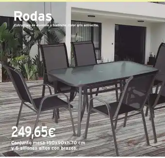 Cadena88 Conjunto mesa y 6 sillones altos con brazos oferta