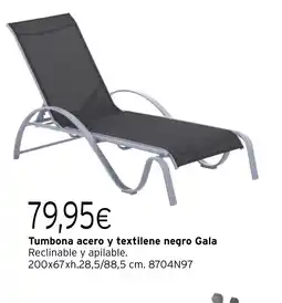 Cadena88 Tumbona acero y textilene negro Gala oferta