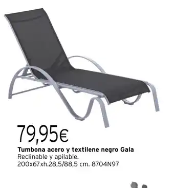 Cadena88 Tumbona acero y textilene negro Gala oferta