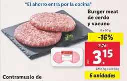 Lidl Burger meat de cerdo y vacuno oferta