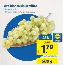 Lidl Uva blanca sin semillas oferta