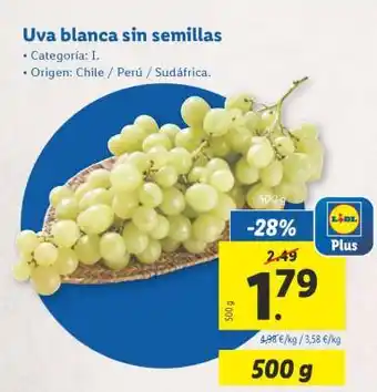 Lidl Uva blanca sin semillas oferta