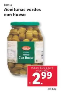Lidl Aceitunas verdes con hueso oferta