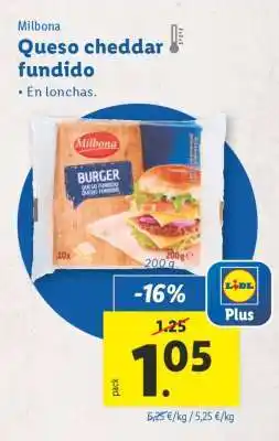 Lidl Milbona Queso cheddar fundido oferta